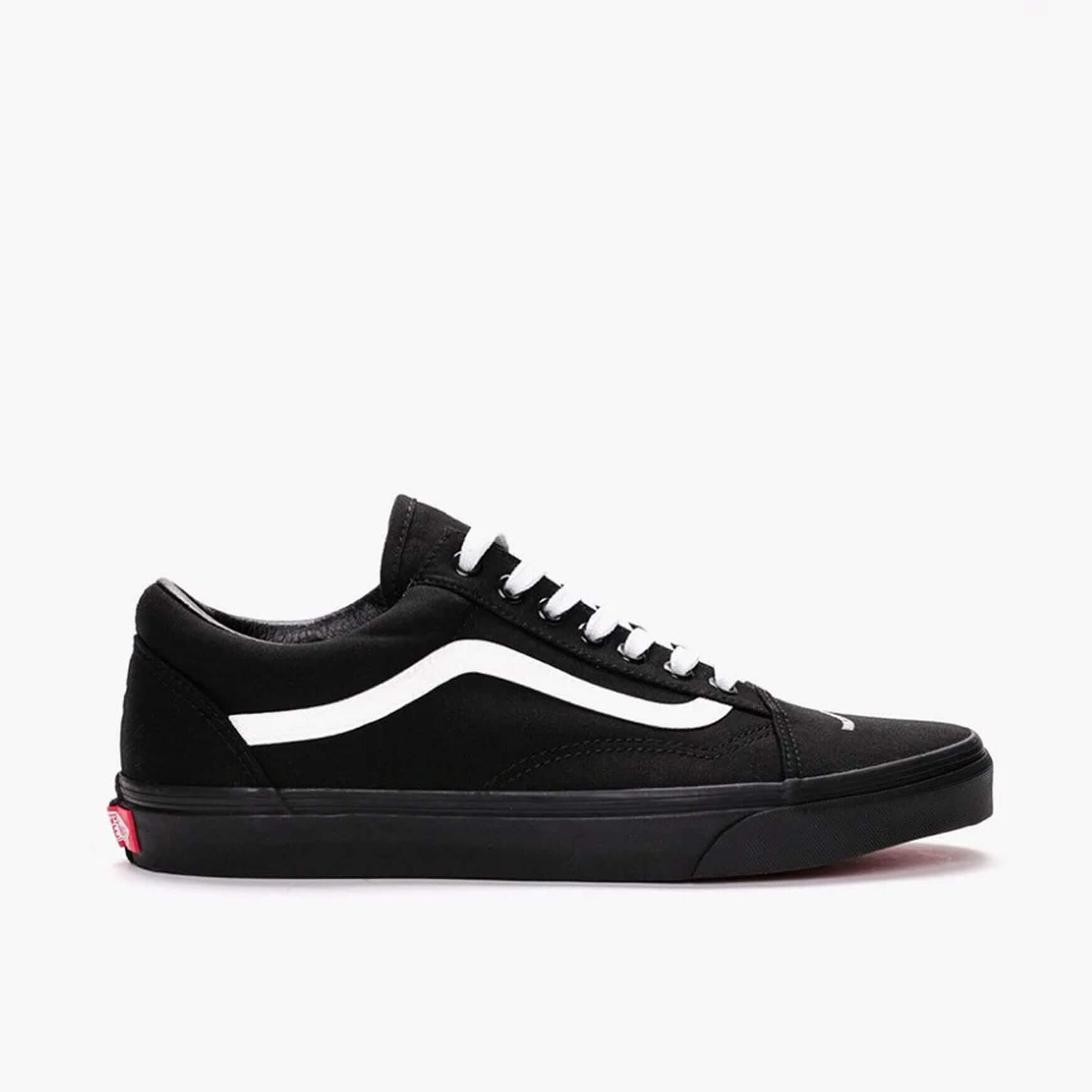 Custom Van Old Skool Black White Vans All Black White Stripe