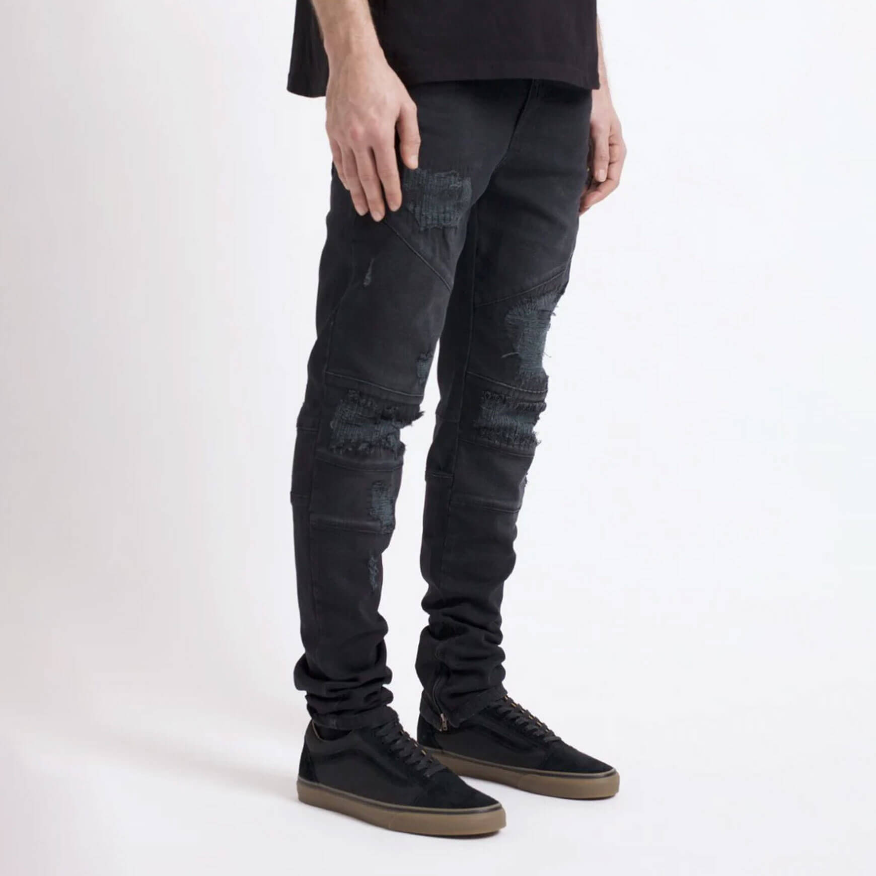 Destructor Ankle Zip Jeans Black Wash